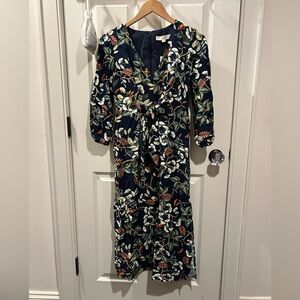 NWT. LOFT Navy Floral Dress